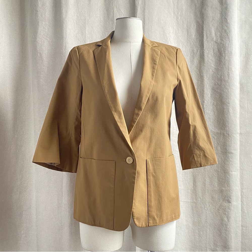 Steven Alan blazer 3/4 sleeve NWT sz M dark khaki/ tan/ baige